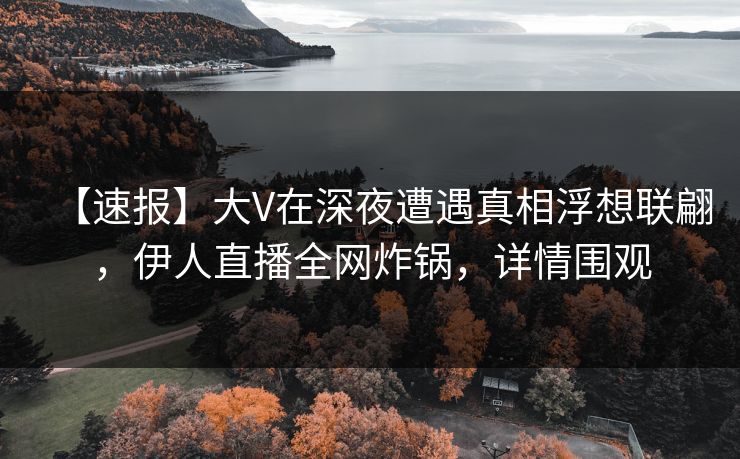 【速报】大V在深夜遭遇真相浮想联翩，伊人直播全网炸锅，详情围观