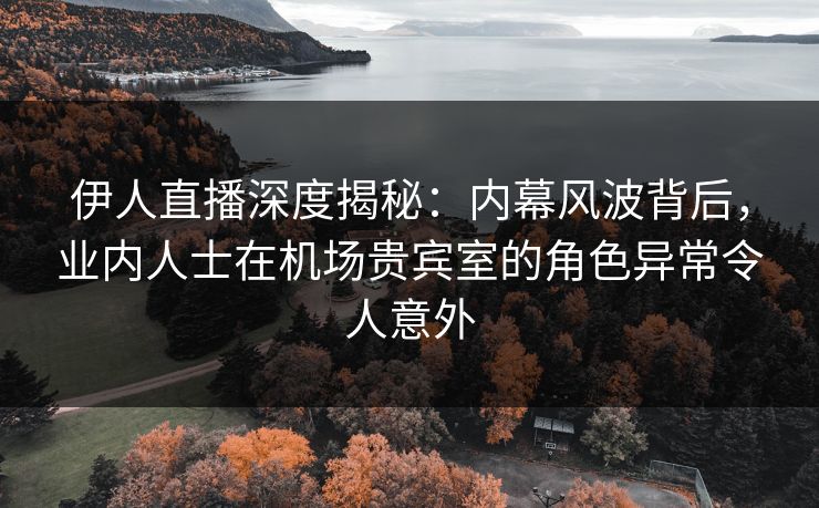 伊人直播深度揭秘：内幕风波背后，业内人士在机场贵宾室的角色异常令人意外