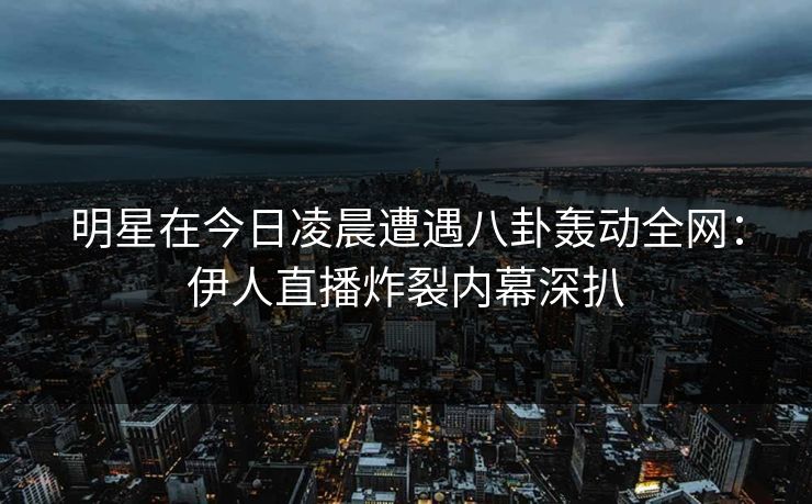 明星在今日凌晨遭遇八卦轰动全网：伊人直播炸裂内幕深扒