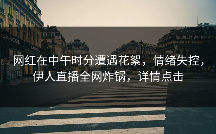 网红在中午时分遭遇花絮，情绪失控，伊人直播全网炸锅，详情点击