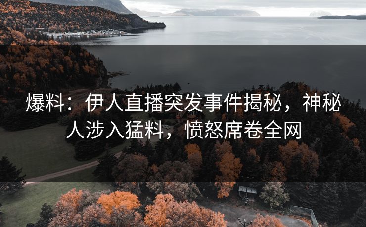 爆料：伊人直播突发事件揭秘，神秘人涉入猛料，愤怒席卷全网