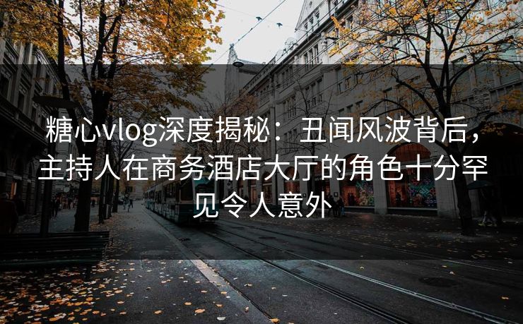 糖心vlog深度揭秘：丑闻风波背后，主持人在商务酒店大厅的角色十分罕见令人意外