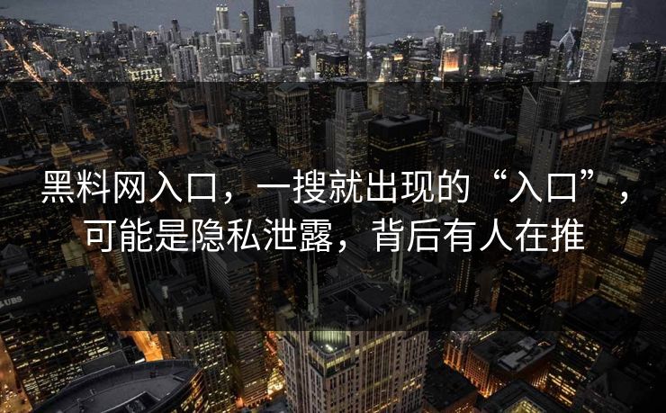 黑料网入口，一搜就出现的“入口”，可能是隐私泄露，背后有人在推