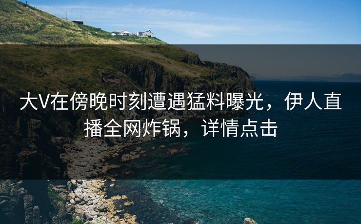 大V在傍晚时刻遭遇猛料曝光，伊人直播全网炸锅，详情点击
