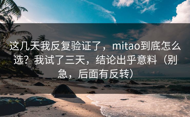 这几天我反复验证了，mitao到底怎么选？我试了三天，结论出乎意料（别急，后面有反转）